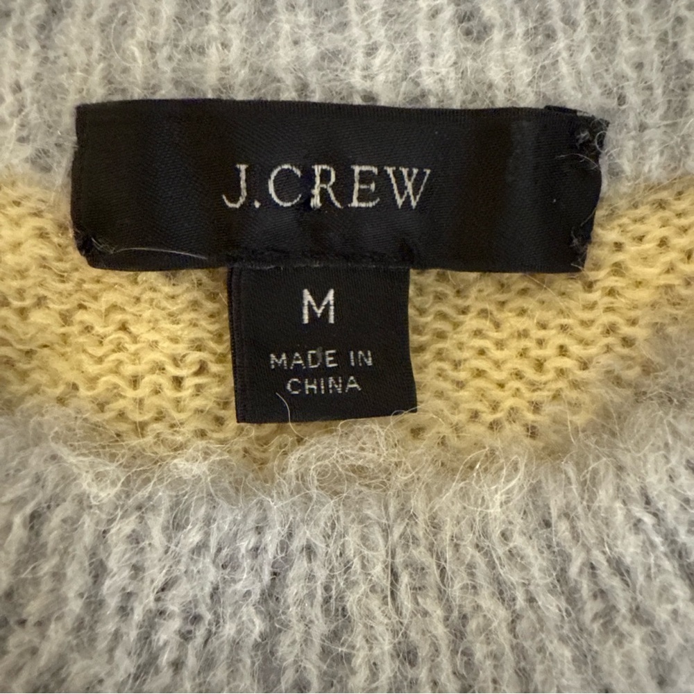 J. Crew Diamond Checked Crewneck Sweater Alpaca Wool Blend Women’s Size Medium - Picture 7 of 11